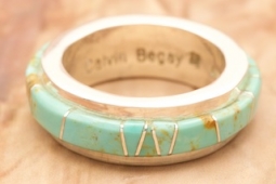 Calvin Begay Genuine Kingman Turquoise Sterling Silver Ring